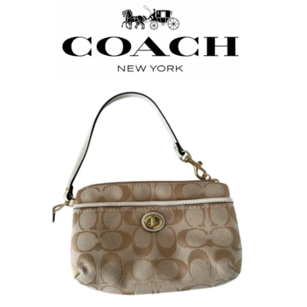 Coach Beige Park Signature Wristlet